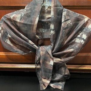 Accessory Street vintage Abstract Brown and Black Sheer Scarf